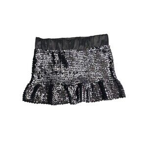 Chocolatte Medium Gunmetal Gray Sequin Mini Skirt Vintage 90s Y2K